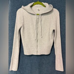 Aerie Gray Ribbed Women's zip up sweater